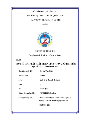 Chuyên đề thực tập một số giải pháp phát triển giao thông đô thị trên địa bàn thành phố vinh