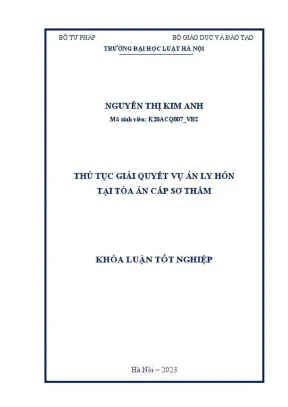 Khóa luận tốt nghiệp thủ tục giải quyết vụ án ly hôn tại toà án cấp sơ thẩm