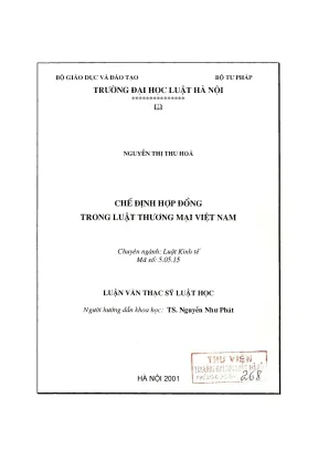 Luận văn thạc sĩ luật học chế định hợp đồng trong luật thương mại việt nam