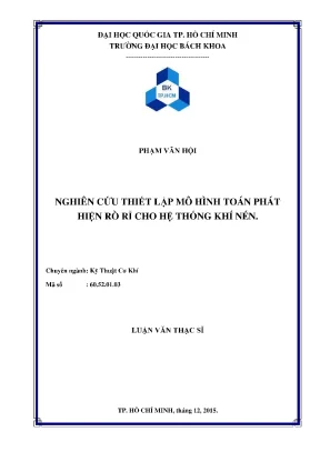 Luận văn thạc sĩ kỹ thuật cơ khí nghiên cứu thiết lập mô hình toán phát hiện rò rỉ cho hệ thống khí nén