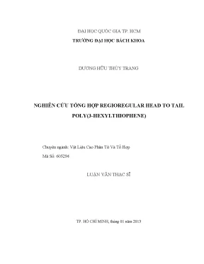 Luận văn thạc sĩ công nghệ vật liệu nghiên cứu tổng hợp regioregular head to tail poly 3hexyl thiophene