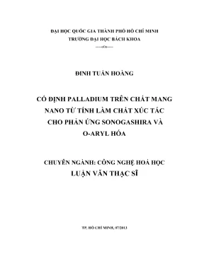 Luận văn thạc sĩ công nghệ hóa học cố định palladium trên chất mang nano từ tính làm chất xúc tác cho phản ứng sonogashira và oaryl hóa