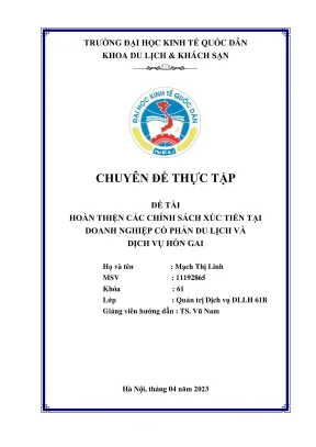 Chuyên đề thực tập hoàn thiện các chính sách xúc tiến tại doanh nghiệp cổ phần du lịch và dịch vụ hòn gai