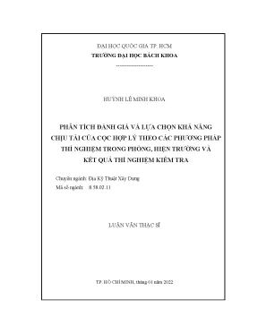 Luận văn thạc sĩ địa kỹ thuật xây dựng phân tích đánh giá và lựa chọn khả năng chịu tải của cọc hợp lý theo các phương pháp thí nghiệm trong phòng hiện trường và kết quả thí nghiệm kiểm tra