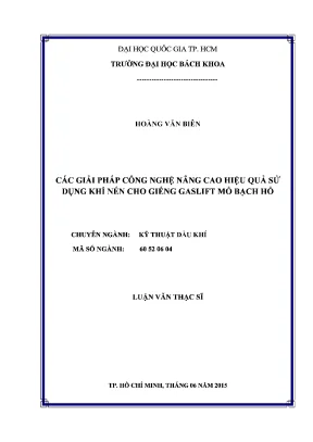 Luận văn thạc sĩ kỹ thuật dầu khí các giải pháp công nghệ nâng cao hiệu quả sử dụng khí nén cho giếng gaslift mỏ bạch hổ
