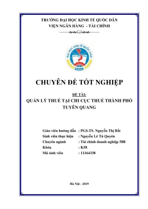 Chuyên đề tốt nghiệp quản lý thuế tại chi cục thuế thành phố tuyên quang