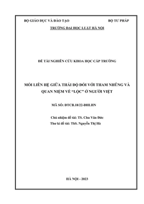 Đề tài nghiên cứu khoa học cấp trường mối liên hệ giữa thái độ đối với tham nhũng và quan niệm về lộc ở người việt