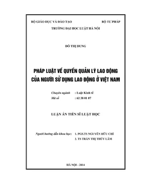 Luận án tiến sĩ luật học pháp luật về quyền quản lý lao động của người sử dụng lao động ở việt nam