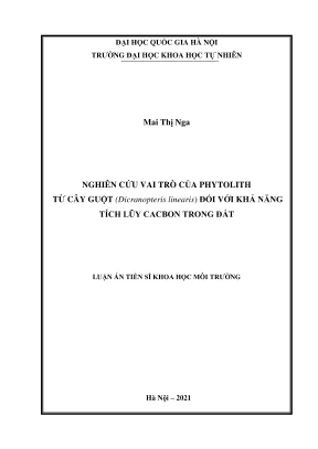 Luận án tiến sĩ khoa học môi trường nghiên cứu vai trò của phytolith từ cây guột dicranopteris linearis đối với khả năng tích lũy cacbon trong đất