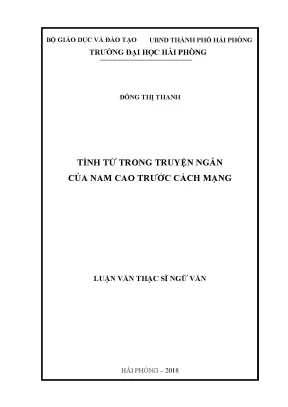 Luận văn thạc sĩ ngôn ngữ việt nam tính từ trong truyện ngắn của nam cao trước cách mạng