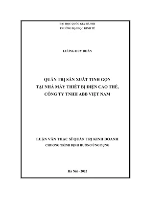 Luận văn thạc sĩ quản trị kinh doanh quản trị sản xuất tinh gọn tại nhà máy thiết bị điện cao thế công ty tnhh abb việt nam