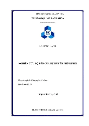 Luận văn thạc sĩ công nghệ hóa học nghiên cứu độ bền của hệ huyền phù rutin