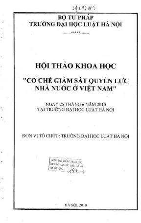 Kỷ yếu hội thảo khoa học cơ chế giám sát quyền lực nhà nước ở việt nam