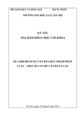 Kỷ yếu toạ đàm khoa học cấp khoa sửa đổi bổ sung văn bản quy phạm pháp luật một số vấn đề cần bàn luận