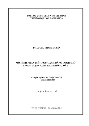 Luận văn thạc sĩ kỹ thuật điện tử mô hình nhận biết ngữ cảnh bằng logic mờ trong mạng cảm biến không dây