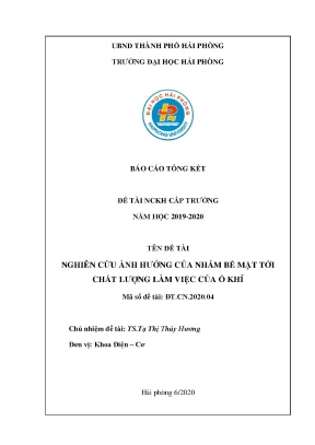Đề tài nghiên cứu khoa học cấp trường nghiên cứu ảnh hường của nhám bề mặt tới chất lượng làm việc của ổ khí