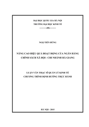 Luận văn thạc sĩ quản lý kinh tế nâng cao hiệu quả hoạt động của ngân hàng chính sách xã hội chi nhánh hà giang