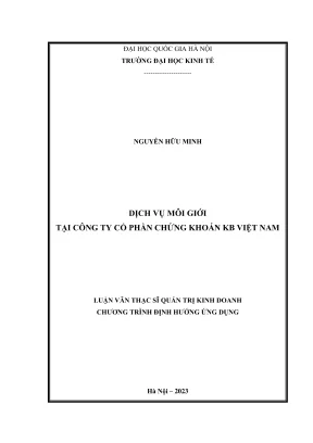 Luận văn thạc sĩ quản trị kinh doanh dịch vụ môi giới tại công ty cổ phần chứng khoán kb việt nam
