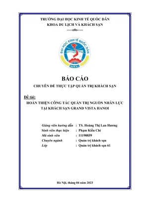 Báo cáo chuyên đề thực tập hoàn thiện công tác quản trị nguồn nhân lực tại khách sạn grand vista hanoi