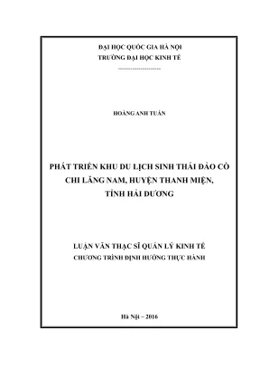 Luận văn thạc sĩ quản lý kinh tế phát triển khu du lịch sinh thái đảo cò chi lăng nam huyện thanh miện tỉnh hải dương