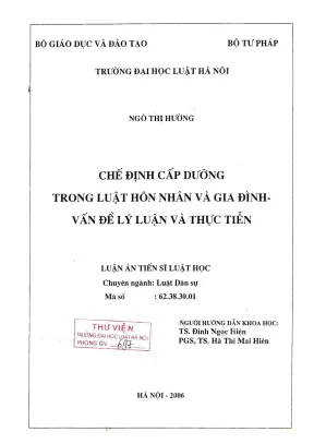 Luận án tiến sĩ luật học chế định cấp dưỡng trong luật hôn nhân và gia đình vấn đề lý luận và thực tiễn