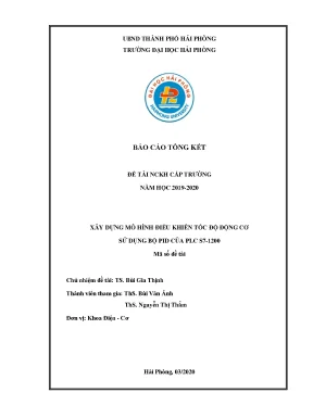 Đề tài nghiên cứu khoa học cấp trường xây dựng mô hình điều khiển tốc độ động cơ sử dụng bộ pid của plc s7 1200