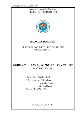 Đề tài nghiên cứu khoa học cấp trường nghiên cứu xây dựng mô hình cần cẩu qc