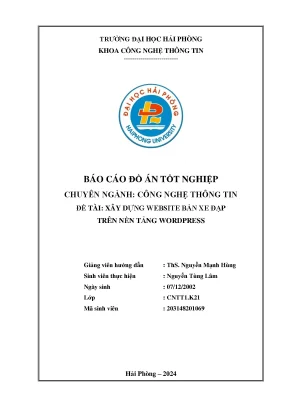Khóa luận tốt nghiệp công nghệ thông tin xây dựng website bán xe đạp trên nền tảng wordpress