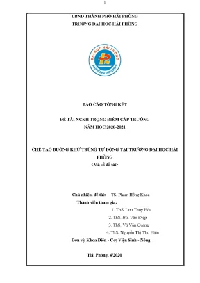 Đề tài nghiên cứu khoa học cấp trường chế tạo buồng khử trùng tự động tại trường đại học hải phòng