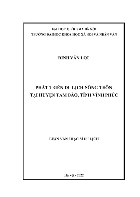 Luận văn thạc sĩ du lịch phát triển du lịch nông thôn tại huyện tam đảo tỉnh vĩnh phúc