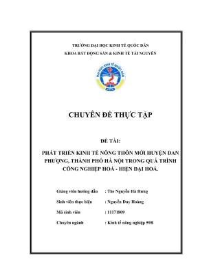 Chuyên đề thực tập phát triển kinh tế nông thôn mới huyện đan phượng thành phố hà nội trong quá trình công nghiệp hóa hiện đại hóa