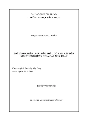 Luận văn thạc sĩ quản lý xây dựng mô hình chiến lược đấu thầu có xem xét mối tương quan giữa các nhà thầu