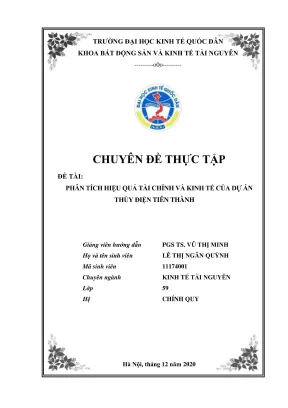 Chuyên đề thực tập phân tích hiệu quả tài chính và kinh tế của dự án điện tiên thành