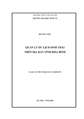 Luận án tiến sĩ quản lý kinh tế quản lý du lịch sinh thái trên địa bàn tỉnh hòa bình