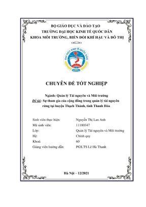 Chuyên đề tốt nghiệp sự tham gia của cộng đồng trong quản lý tài nguyên rừng tại huyện thạch thành tỉnh thanh hóa