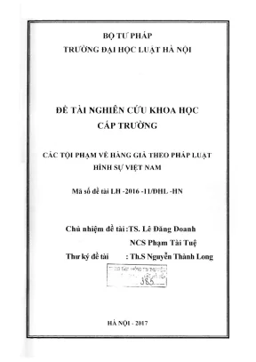Đề tài nghiên cứu khoa học cấp trường các tội phạm về hàng giả theo pháp luật hình sự việt nam