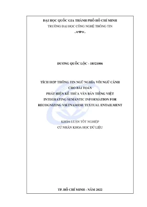 Khóa luận tốt nghiệp khoa học dữ liệu tích hợp thông tin ngữ nghĩa cho bài toán phát hiện kế thừa văn bản tiếng việt