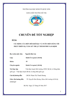 Chuyên đề tốt nghiệp tác động của biến đổi khí hậu và nước biển dâng tới phát triển hạ tầng kỹ thuật thành phố nam định