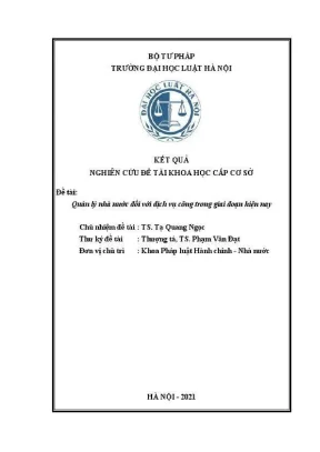 Đề tài nghiên cứu khoa học cấp trường quản lý nhà nước đối với dịch vụ công trong giai đoạn hiện nay