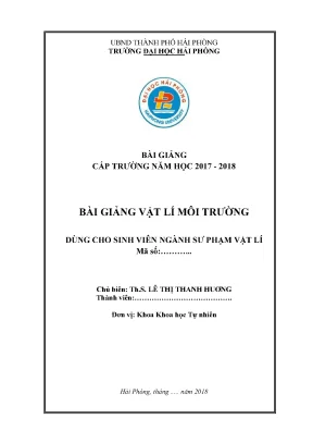 Bài giảng vật lý môi trường