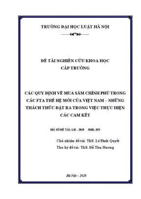 Đề tài nghiên cứu khoa học cấp trường các quy định về mua sắm chính phủ trong các fta thế hệ mới của việt nam những thách thức đặt ra trong việc thực hiện các cam kết
