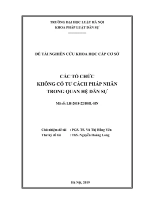 Đề tài nghiên cứu khoa học cấp trường các tổ chức không có tư cách pháp nhân trong quan hệ dân sự