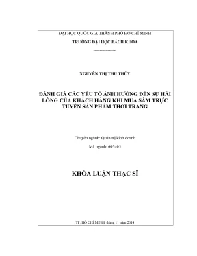 Luận văn thạc sĩ quản trị kinh doanh đánh giá các yếu tố ảnh hưởng đến sự hài lòng của khách hàng khi mua sắm trực tuyến sản phẩm thời trang
