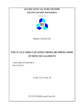 Luận văn thạc sĩ kỹ thuật điện tử tối ưu lựa chọn cặp anten trong hệ thống mimo sử dụng mã alamouti