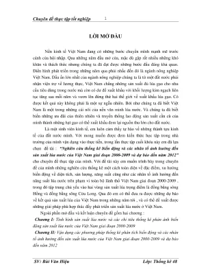 Chuyên đề thực tập tốt nghiệp nghiên cứu thống kê biến động và các nhân tố ảnh hưởng đến sản xuất lúa nước của việt nam giai đoạn 20002009 và dự báo đến năm 2012