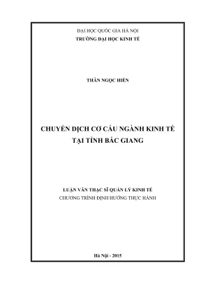 Luận văn thạc sĩ quản lý kinh tế chuyển dịch cơ cấu ngành kinh tế tại tỉnh bắc giang