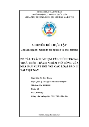Chuyên đề thực tập trách nhiệm tài chính trong thực hiện trách nhiệm mở rộng của nhà sản xuất đối với các loại bao bì tại việt nam