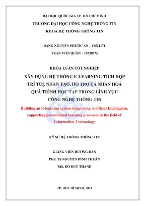 Khóa luận tốt nghiệp hệ thống thông tin xây dựng hệ thống elearning tích hợp trí tuệ nhân tạo hỗ trợ cá nhân hoá quá trình học tập trong lĩnh vực công nghệ thông tin