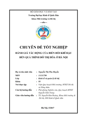 Chuyên đề tốt nghiệp tác động của biến đổi khí hậu đến quá trình đô thị hóa ở thành phố hà nội