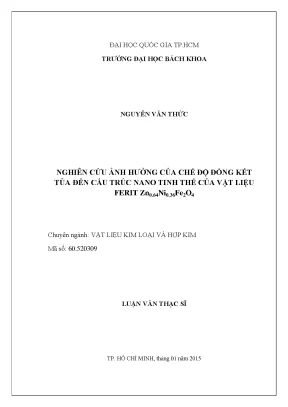 Luận văn thạc sĩ kỹ thuật vật liệu nghiên cứu ảnh hưởng của chế độ đồng kết tủa đến cấu trúc nano tinh thể của vật liệu ferit zn0 64ni0 36fe204